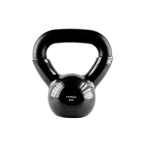 HMS KNV kettlebell do ćwiczeń hantla treningowa pokryta winylem czarny, Waga: 6 kg